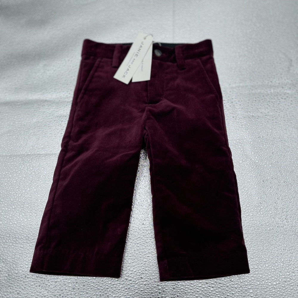Janie & Jack Boys Velvet Dress Pants 5 NWT Burgundy Holiday